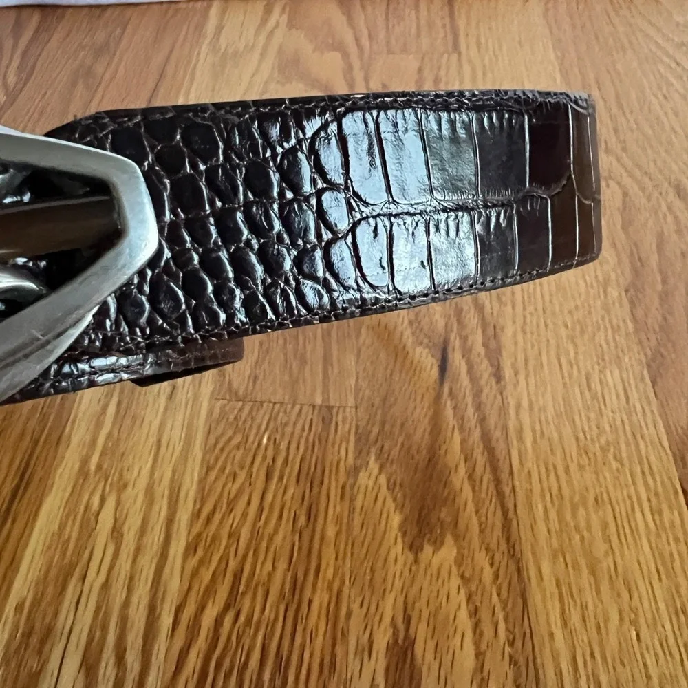 Connie Bates Farenheit Brown Leather Belt Semi Precious Stones 28